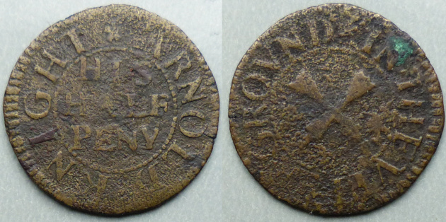 Upper Ground, Arnold Knight halfpenny token Upper Ground, Arnold Knight halfpenny token